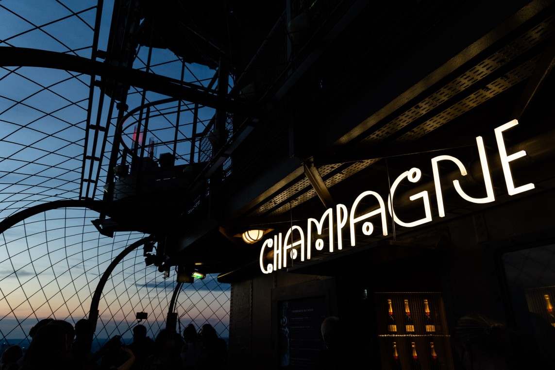 Champagne bar at night